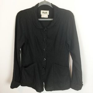 Flax Black Blazer Jacket with Peter Pan Collar